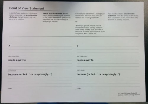 Point of View Statement Template